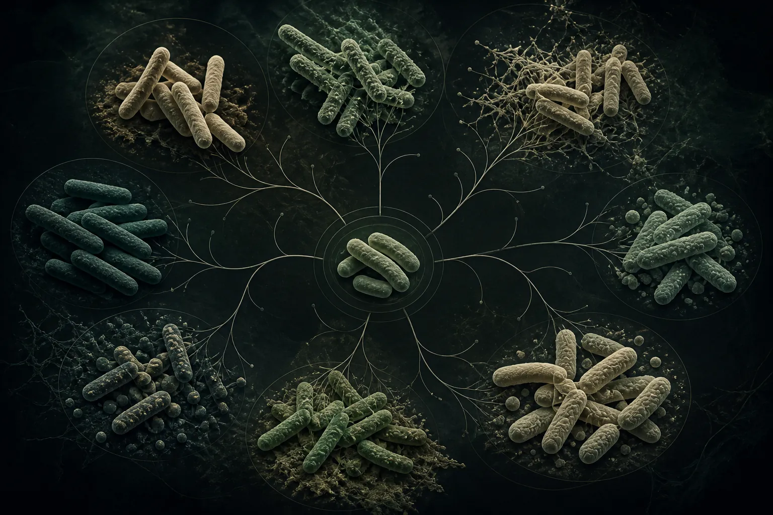 Visualización editorial de diversidad de micobacterias no tuberculosas